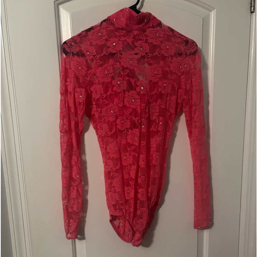 Adult small, dance costume, pink lace with undergarments